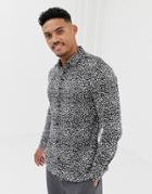 River Island Skinny Fit Shirt In Leopard Print Black - Black