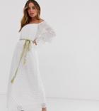 Tfnc Petite Bardot Pleated Foiled Maxi Dress In Polka Dot Fabric-multi