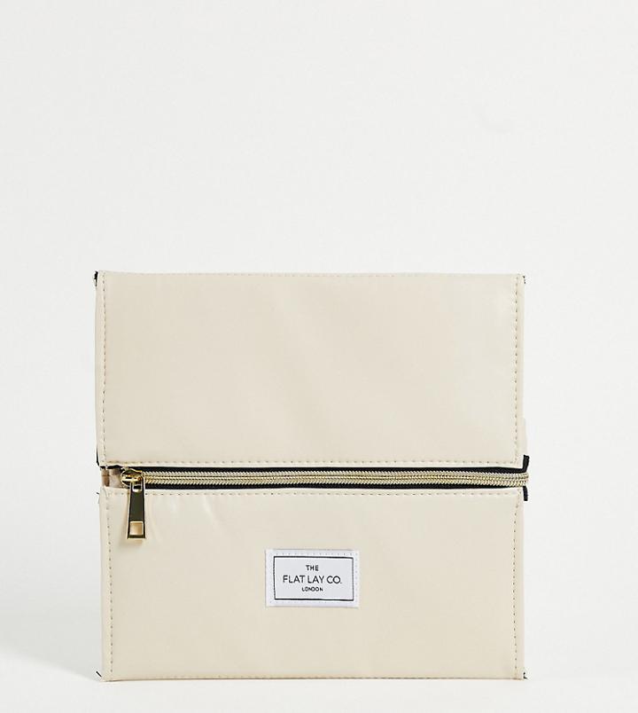 The Flat Lay Co. X Asos Exclusive Open Flat Makeup Box - Cream Leather Effect-multi