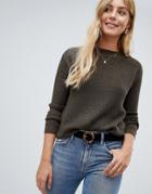 Brave Soul Lord Sweater With Metal Ring Back Detail - Green