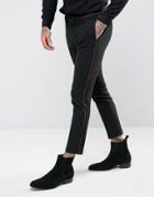Asos Super Skinny Suit Pants In Black With Plaid Trim - Black