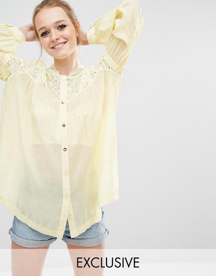 Sister Jane Sorbet Lace Smock Blouse - Yellow