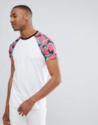 Asos Design Raglan T-shirt With Watermelon Printed Sleeves - White