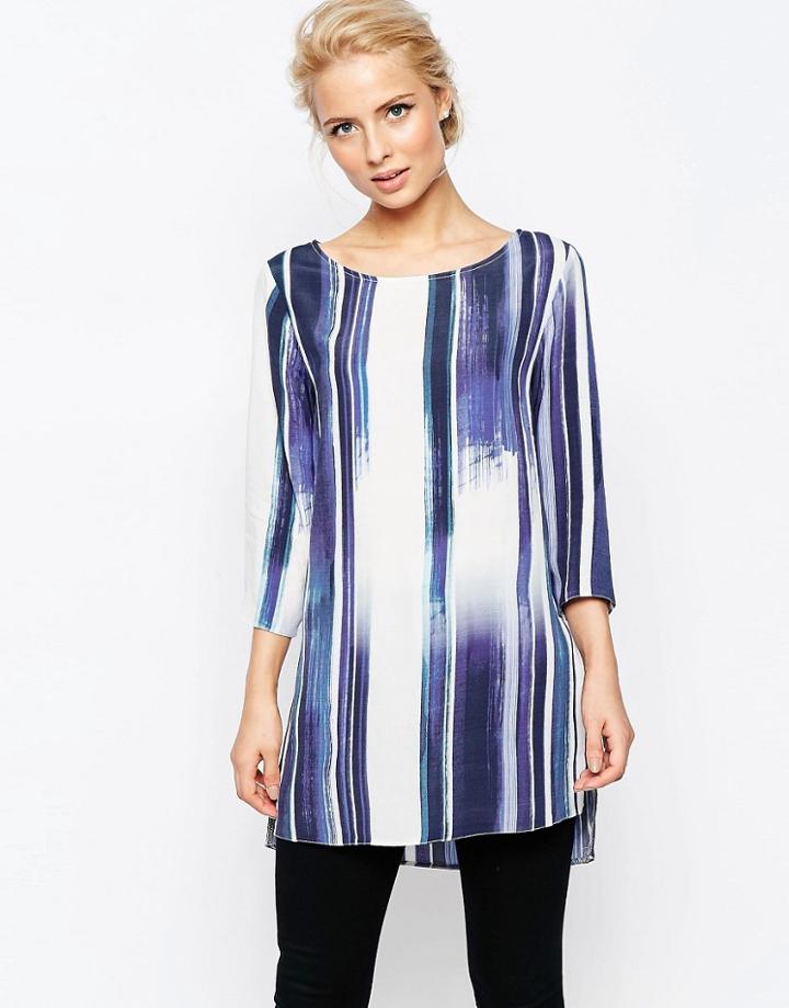 Closet Stripe Hi-low Tunic In Brushstroke Stripe