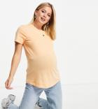 Asos Design Maternity Ultimate Organic Cotton T-shirt With Crew Neck In Peach-orange