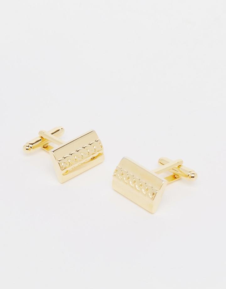 Asos Gold Plated Cufflinks With Chain - Gold