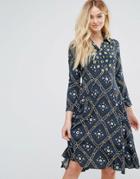 Closet Point Collar Button Top Dress - Green