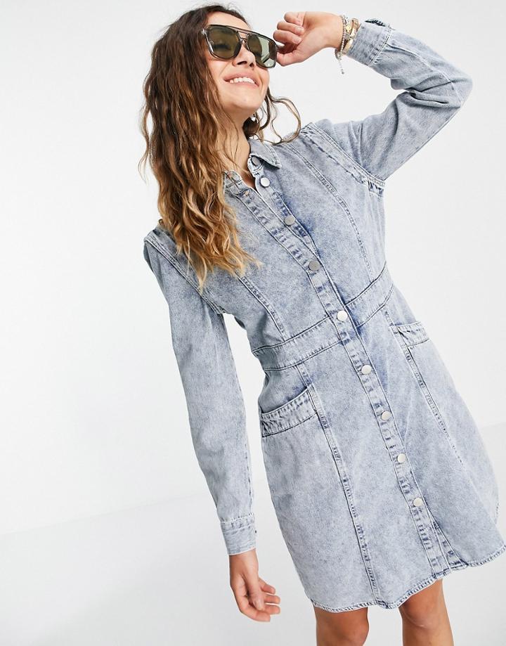 Vero Moda Denim Shirt Dress In Blue-blues