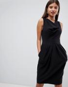 Closet London Cowl Neck Pencil Dress - Black