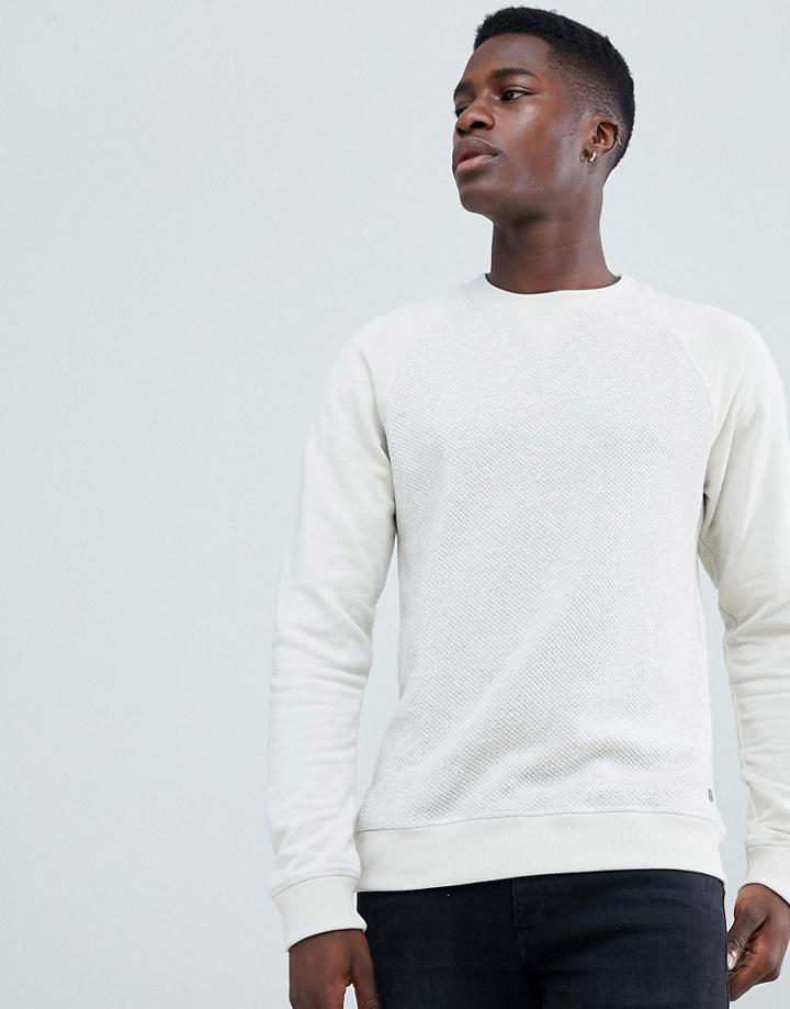 Esprit Knitted Sweater With Jersey Sleeves - Stone