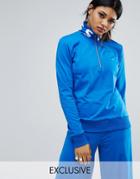 Bones Relaxed Fit Sweatshirt With Half Zip And Collar Print - Blue