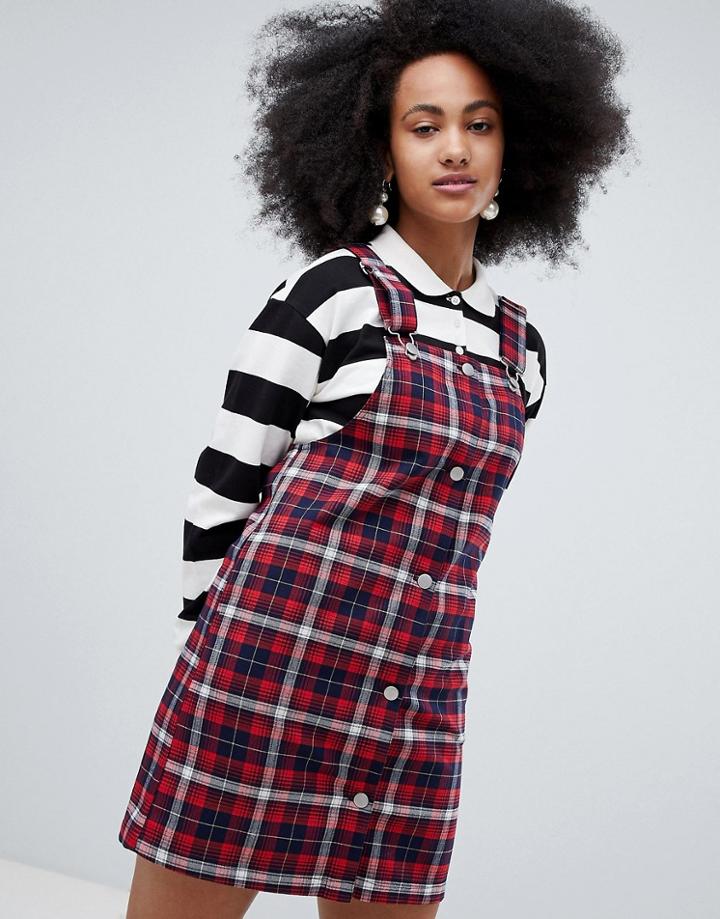 Monki Check Overall Dress - Multi