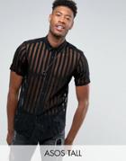 Asos Tall Regular Fit Viscose Sher Shirt - Black