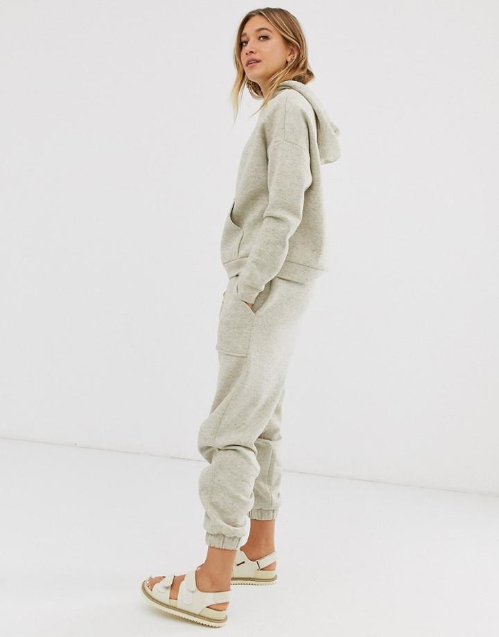Asos Design Tracksuit Hoody / Basic Jogger With Pocket Details In Neppy - Beige