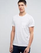 Selected Homme Stripe Tee With Contrast Pocket - White