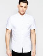 Farah Oxford Shirt In Slim Fit Short Sleeves - White