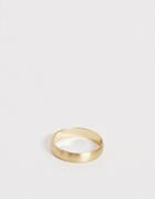 Asos Design Minimal Brushed Ring In Gold Tone - Gold