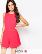 Lashes Of London Romper In Pleated Chiffon - Pink