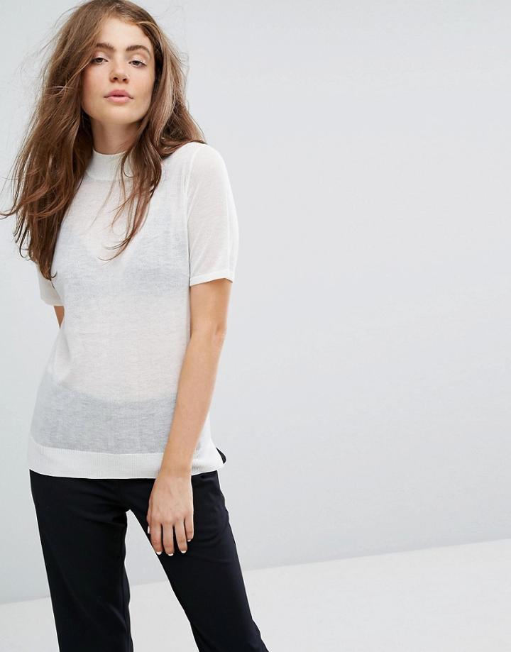 Pieces Laica Turtleneck Knit Top - White