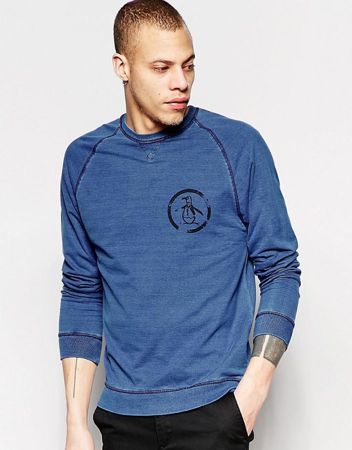 Original Penguin Crew Neck Logo Sweater - Blue