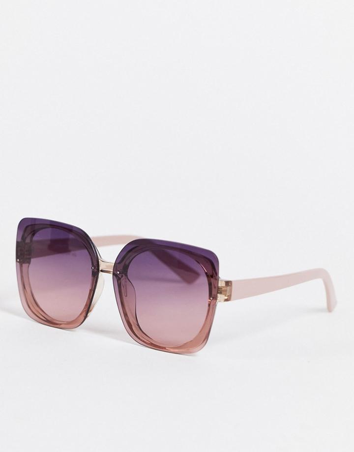Aj Morgan Florence 70's Square Sunglasses In Beige-neutral
