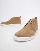Fred Perry George Cox Suede Mid Chucker Boots In Sand - Tan