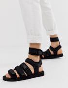 Asos Design Tech Sandals In Black With High Tape Straps - Black