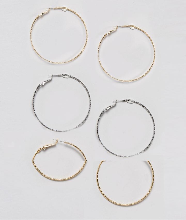 Monki 3 Pack Jewel Hoop Earrings - Multi