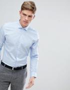 Moss London Extra Slim Smart Shirt In Blue With Stretch - Blue