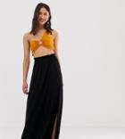 Asos Design Tall Shirred Waist Maxi Skirt - Black