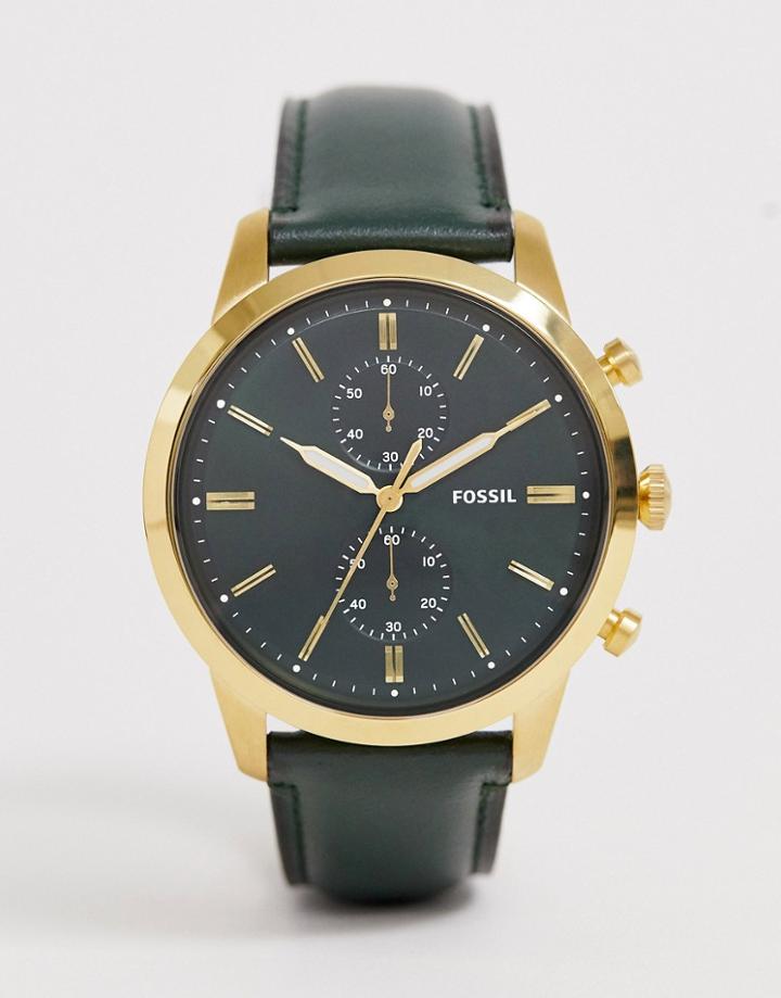 Fossil Fs5599 Townsman Leather Watch 44mm-green
