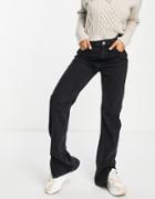 Pull & Bear Exclusive 90's Straight Leg With Split Hem In Black