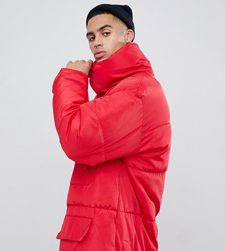 Sixth June Oversized Puffer Coat In Red - Red