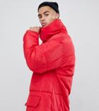 Sixth June Oversized Puffer Coat In Red - Red