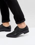 Walk London City Saffiano Leather Shoes - Black