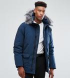 Devils Advocate Tall Premium Parka With Japanese Faux Fur Hood Coat - Navy