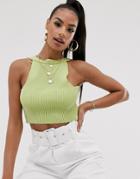 Asos Design Rib Knit Cami With Low Back - Green