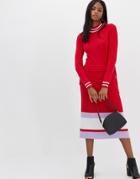 Y.a.s Color Block Knitted Dress In Red - Red