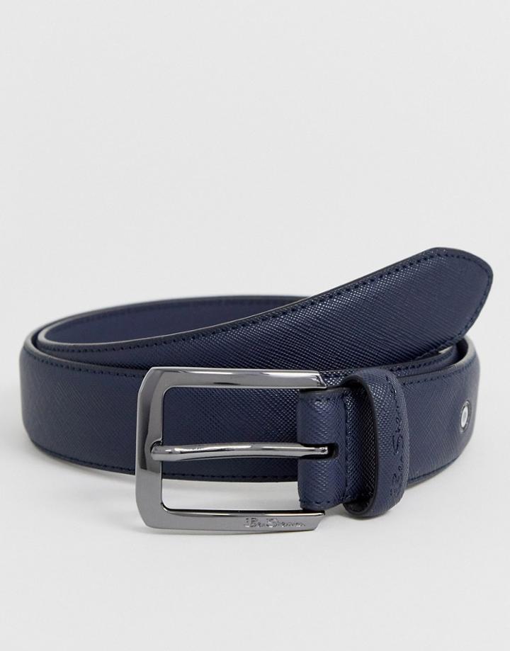 Ben Sherman Belt In Navy Saffiano - Blue