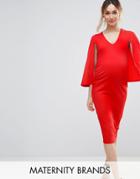 Bluebelle Maternity Dress With Cape Detail - Pink