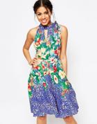 Traffic People Aloha Aina Halter Dress - Blue