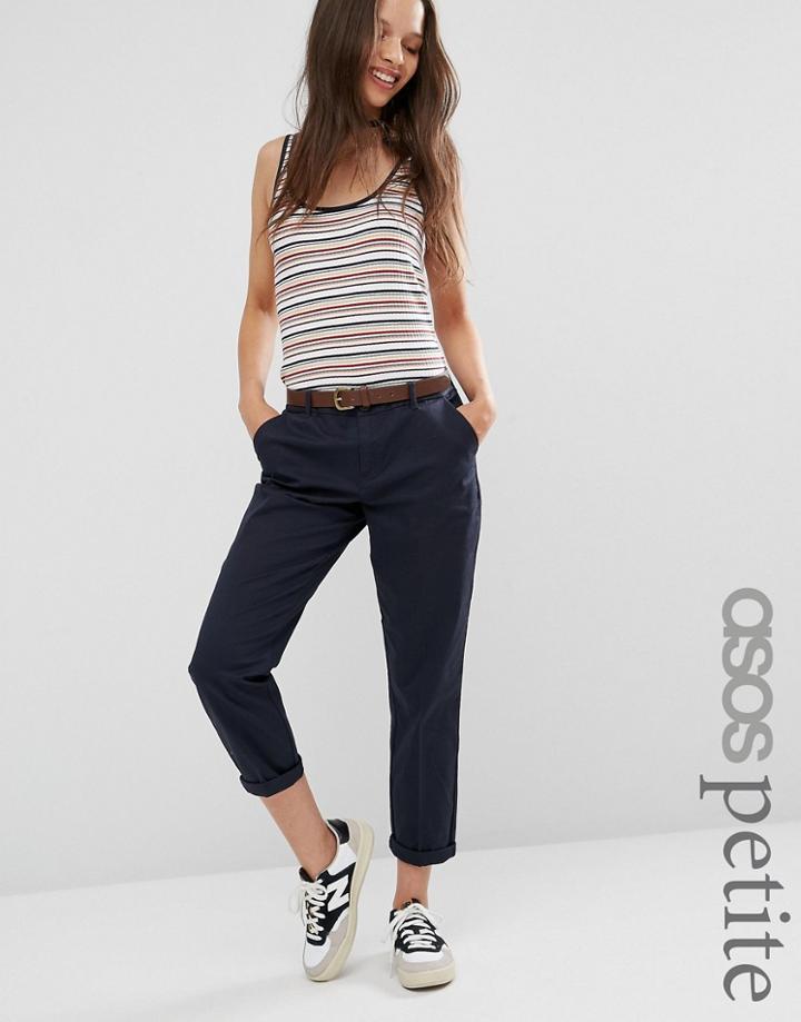 Asos Petite Chino Pant With Belt - Navy