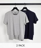 Lee Organic Cotton 2 Pack Fitted T-shirt In Gray Heather/navy-multi