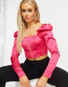 Naanaa Hook And Eye Satin Top In Pink