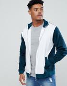 Asos Design Retro Track Jacket In Green With White Color Blocking - Green