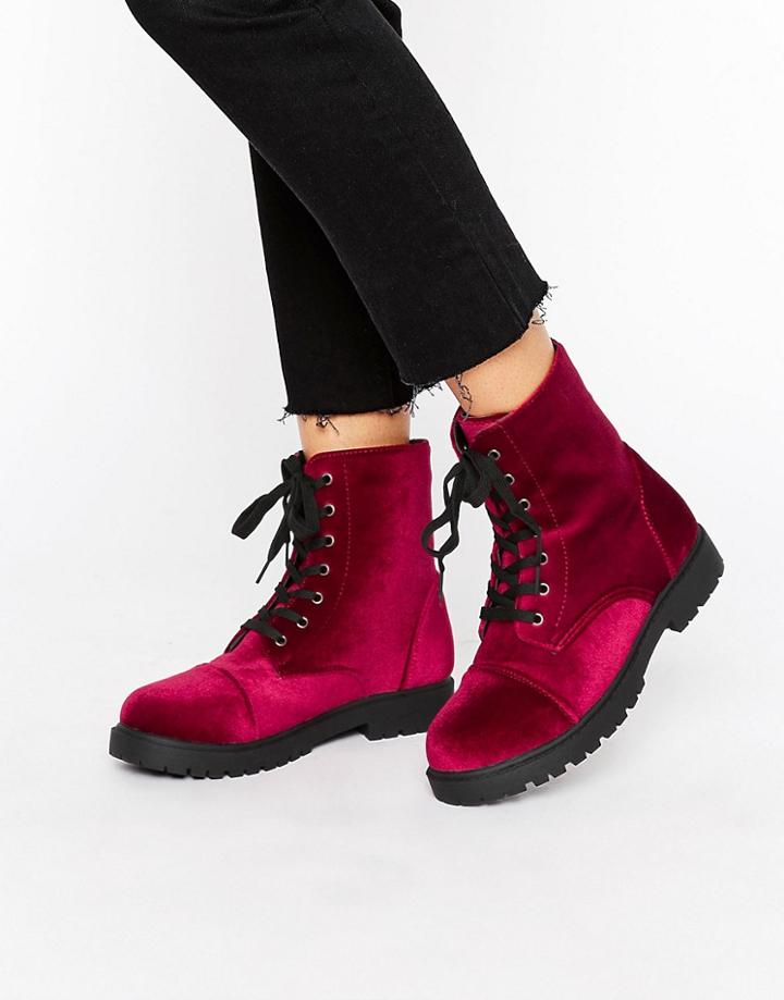 Truffle Velvet Hiker Boot - Red