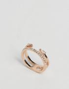Asos Tiny Stone Double Ring - Rose Gold
