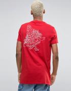 Asos Super Longline T-shirt With Hands Embroidery Back Print And Stepp