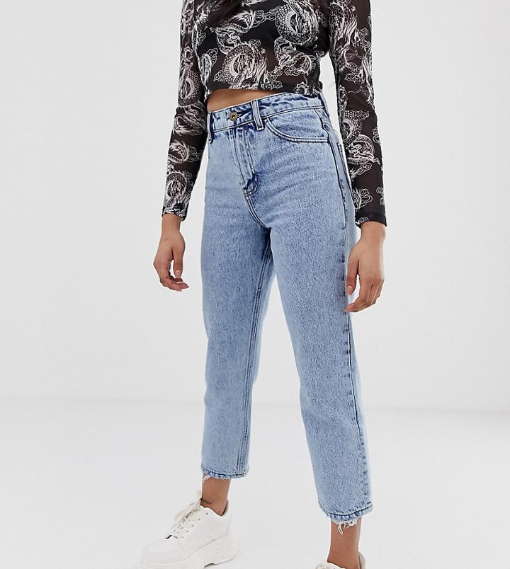 Collusion Petite X005 Straight Leg Jeans In Vintage Wash - Blue