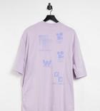 Collusion Washed Oversized Back Print T-shirt In Lilac-purple